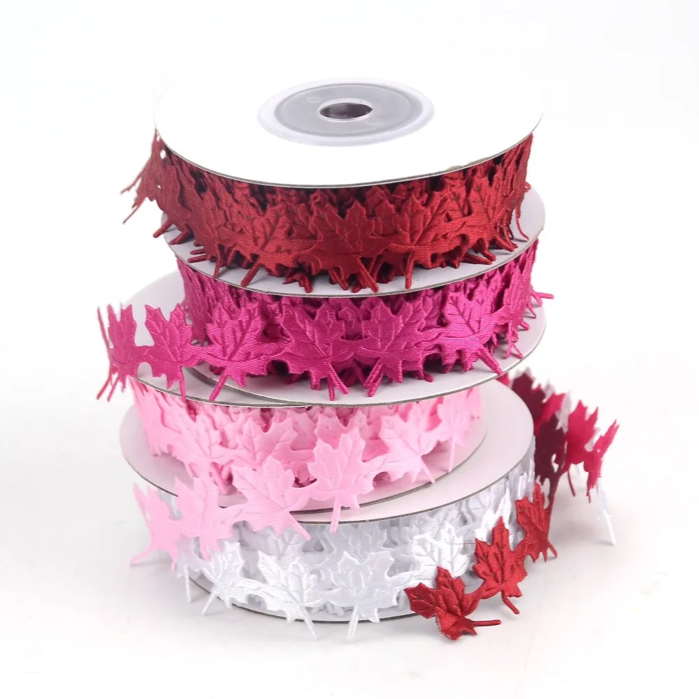 Wholesale 2PCS/40 yards 8 Color Maple Leaf Satin Ribbon Artificial Leaves Sewing Handicraft Accessories Wedding DIY Decoration | Дом и сад
