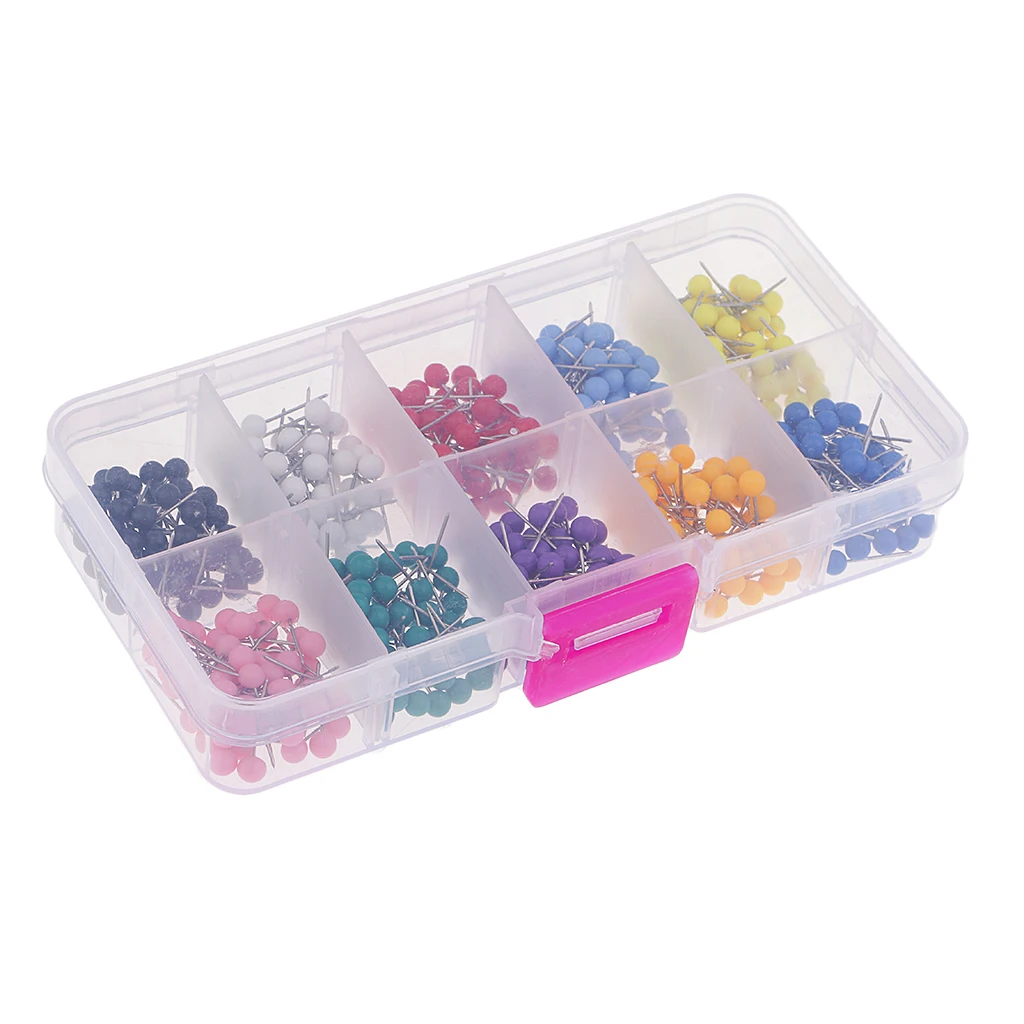 A Box of 500pcs Plastic Round Head Push Pins Office Drawing Map Tacks Thumbtack | Дом и сад