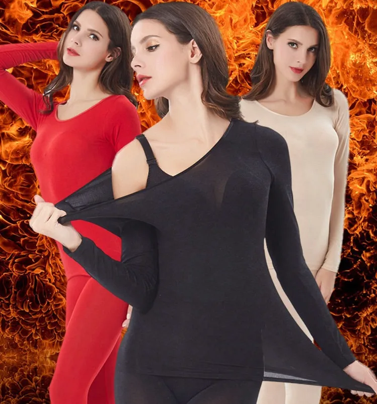 AIDAYOU Women's Thermal Underwear Set Female good elasticity Soft Long Johns 37 Degree female Slimming Ultrathin Heat ouc1818 | Женская