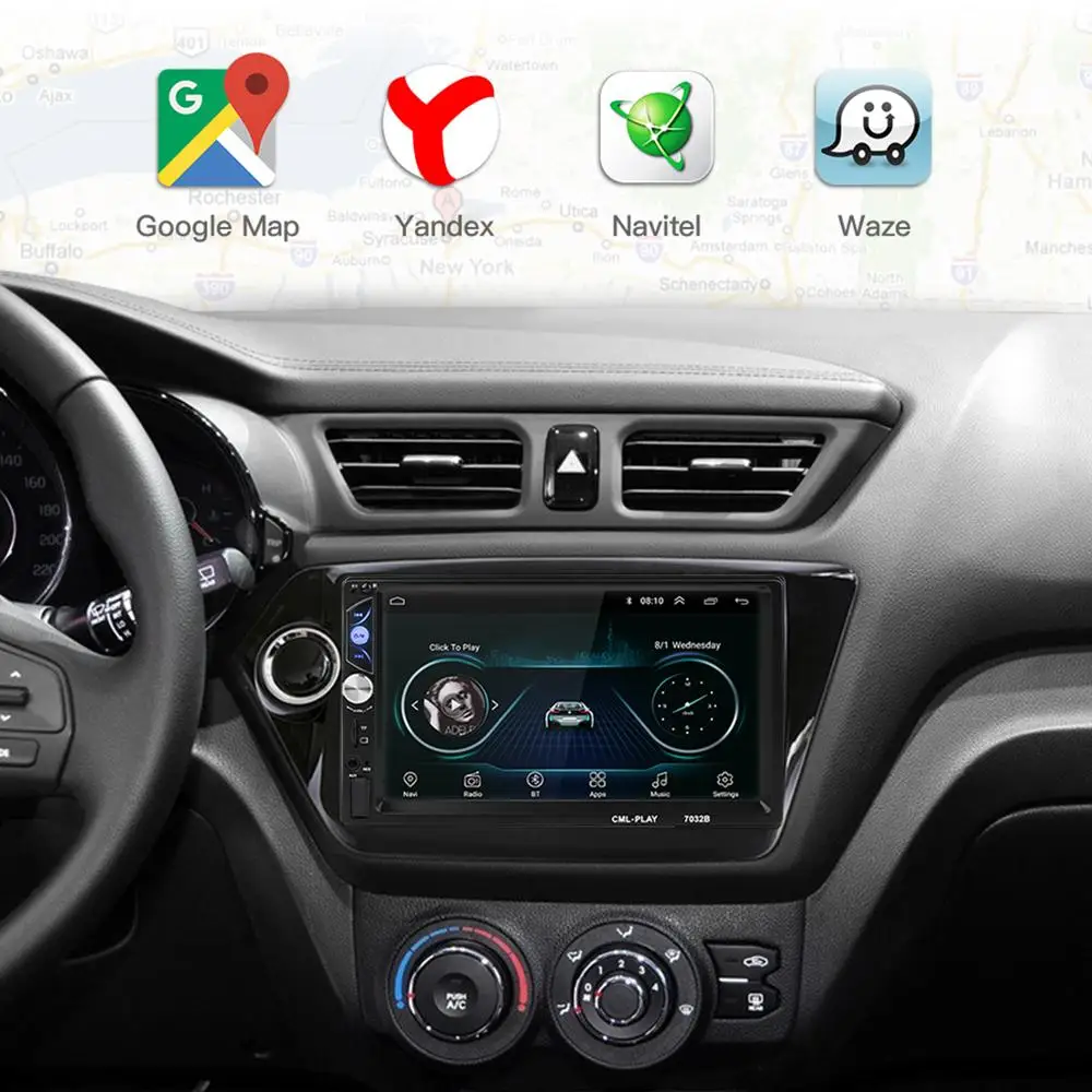 7 дюймов Android автомобильный Радио Стерео rds-система gps навигация Bluetooth USB SD 2 Din сенсорный автомобильный мультимедийный плеер аудио плеер авторадио