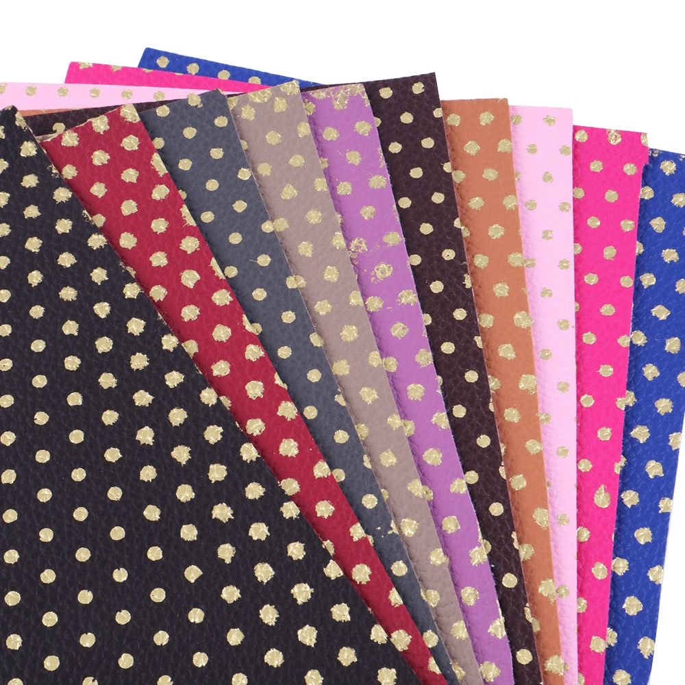 David accessories 20x33cm gold dot Lychee Leather Faux embossed Fabric Sewing artificial synthetic leather 1Yc5750 | Дом и сад