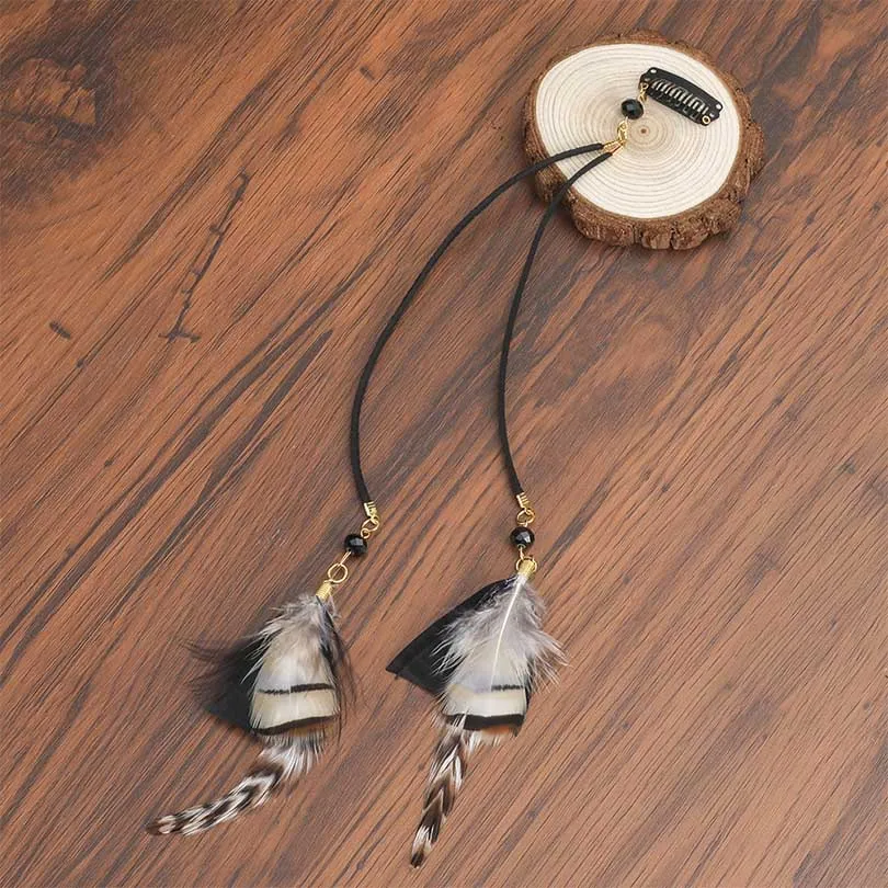 8 Haimeikang Для женщин перо повязка для волос гребень зажимы Boho повязка головной убор с кисточками в богемном стиле женские аксессуары для волос в народном стиле заколка для волос - Цвет: 8