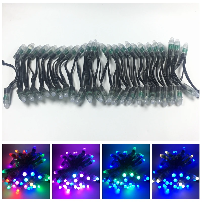 50pcs/lot DC5V/12V input WS2811 pixel module,12mm black/green Wire led string;Chrismas tree;waterproof with 3pin JST Connectors