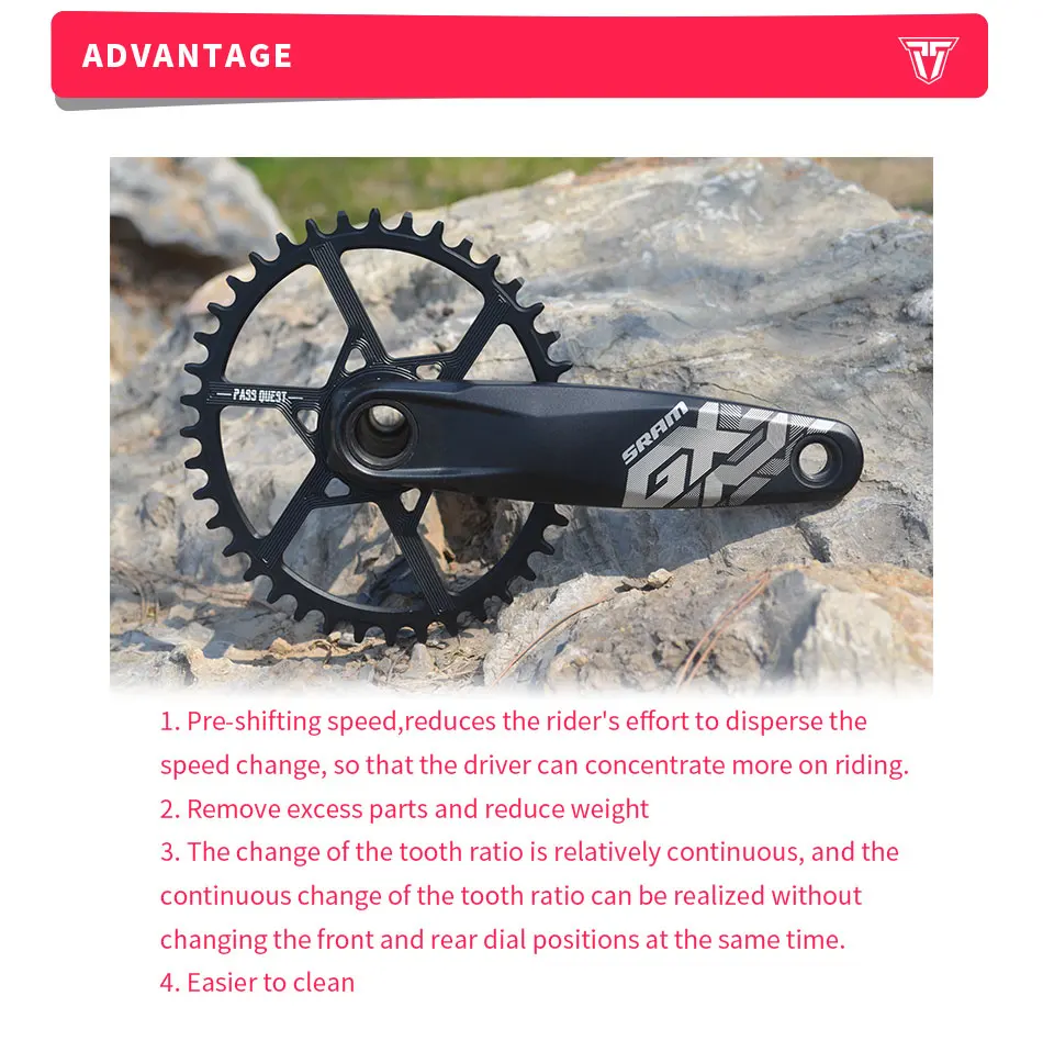 PASS QUEST GXP круглый Овальный 0 мм смещение 32 T-42 T Chainring MTB узкий широкий велосипед велосипедная Звездочка для Sram XX1 GX eagle X9 crankset