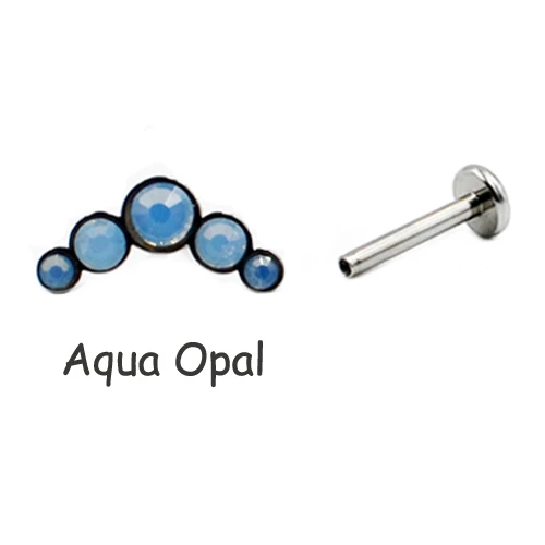 Aqua Opal Gem 1 шт. титановая сталь опал губы Лабрет ушной хрящ спираль серьги пирсинг ювелирные изделия перегородка кликер внутри 16 г нить - Окраска металла: Aqua Opal Gem