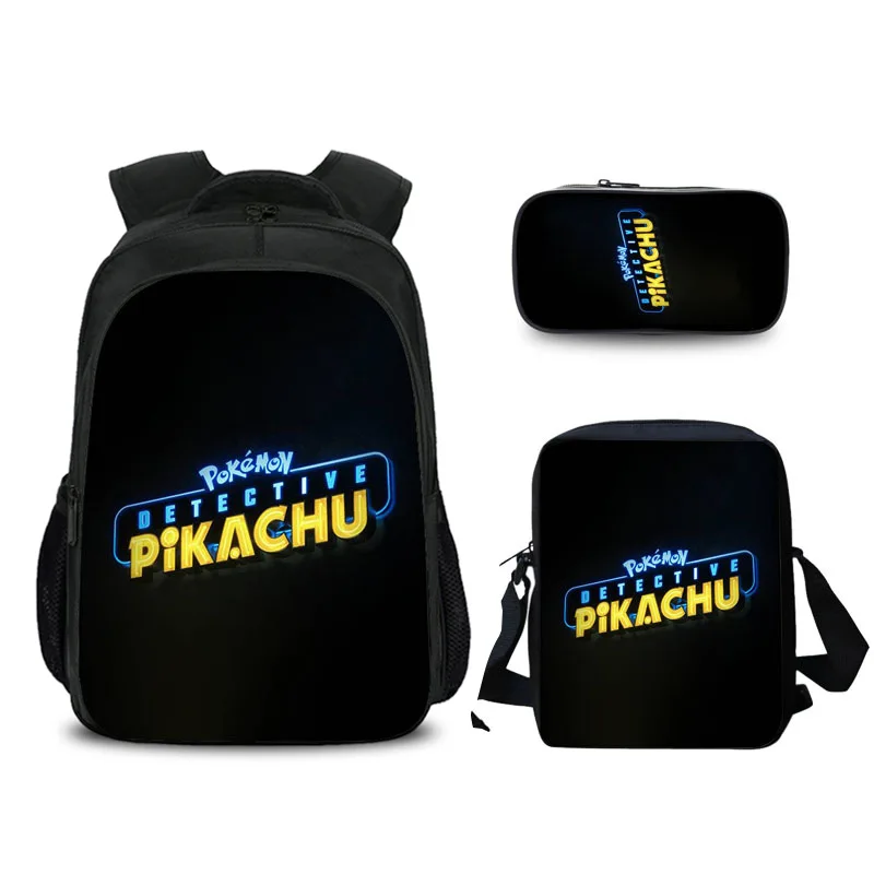 3 Pcs/set Cartoon Pokemon School Bags For Kids Detective Pikachu Anime Pattern School Backpack For Teen Boys Girls Curel Fancl - Цвет: 8