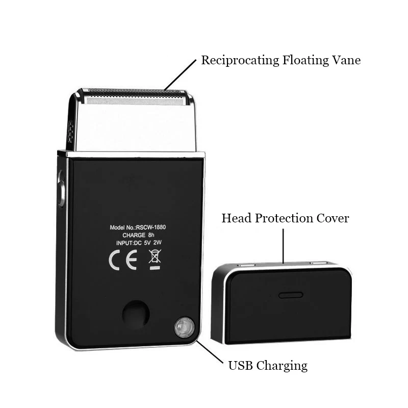 Kemei портативная бритва мини usb зарядка возвратно-поступательный Электрический станок для бритья для мужчин уход за лицом триммер для бороды