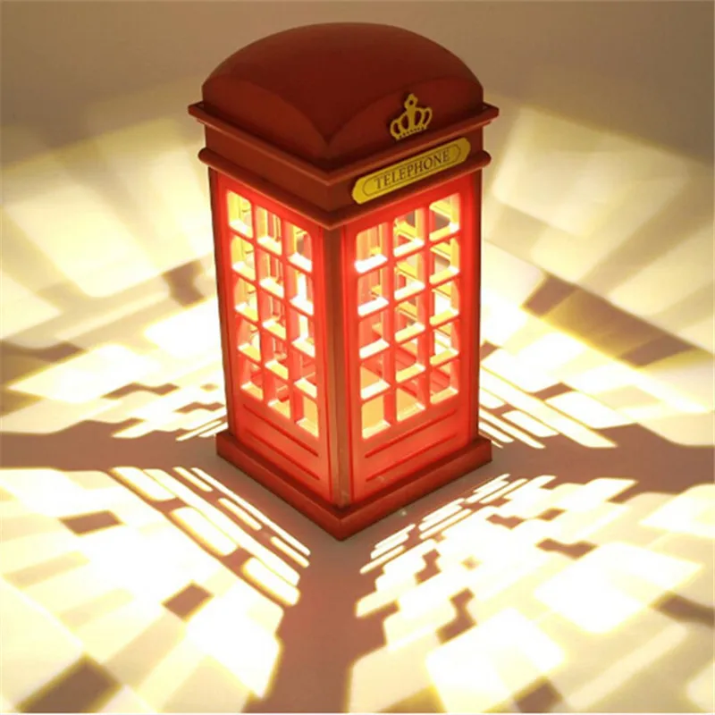 Ретро Лондон Телефонная Будка Night Light USB Батареи Двойного Назначения LED