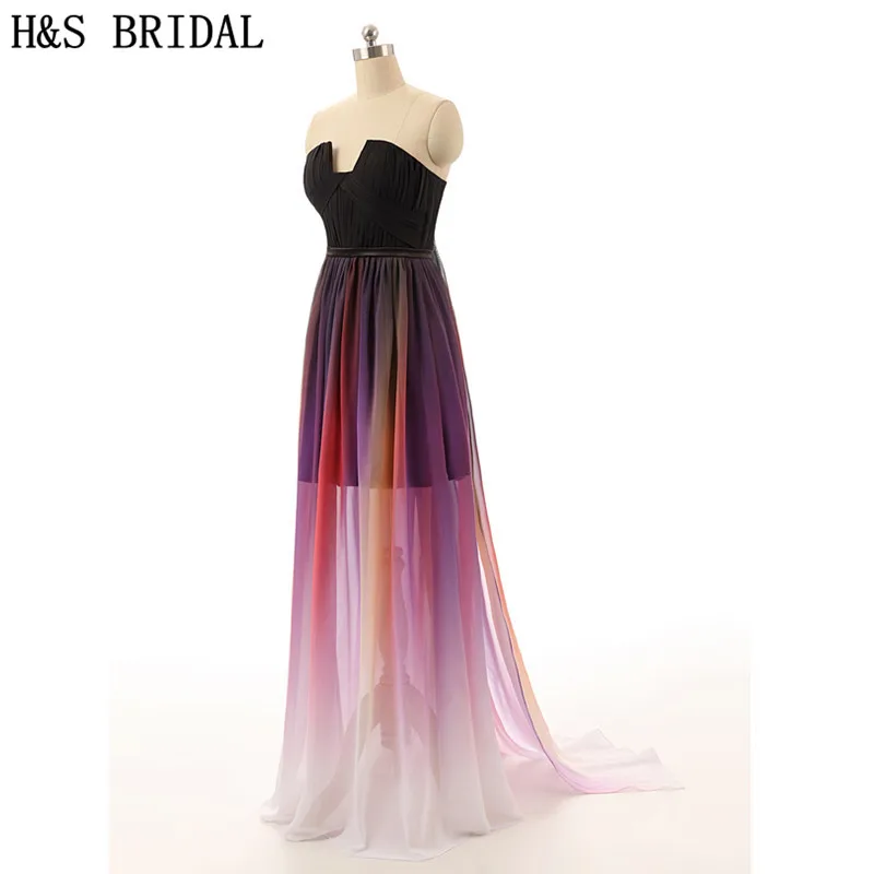H & S свадебное Радужное Дешевое вечернее платье robe de soiree 2017 ДРАПИРОВАННОЕ