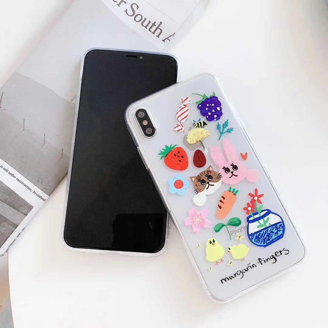 Корейский INS простой милый чехол для телефона с кроликом iphone Xs MAX XR X 6 6s 7 8 plus Лето