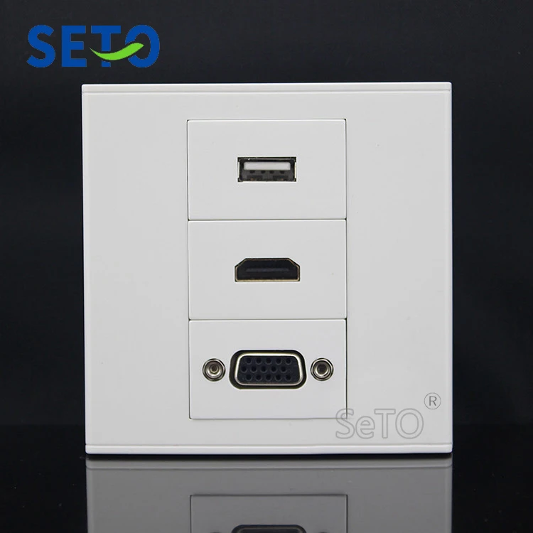 SeTo 86 Тип USB + HDMI VGA коннектор панель настенная гнездо Keystone Лицевая