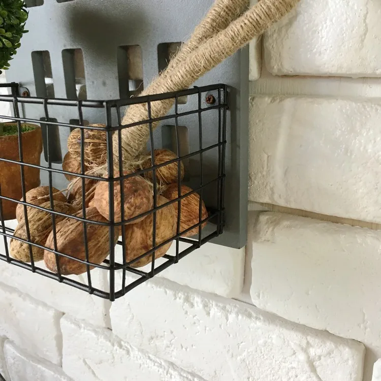 Металлическая корзина настенная полка деревянная вешалка для дома держатель