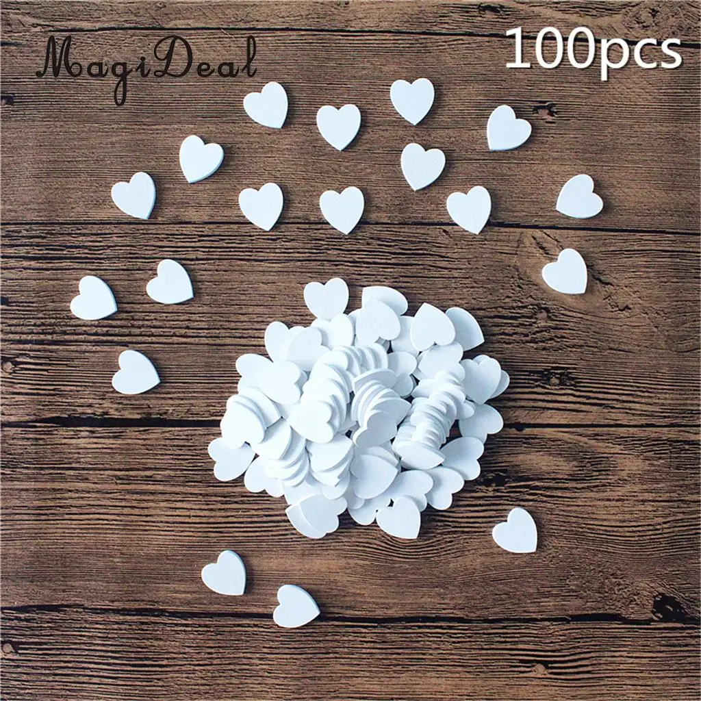 

100pcs White 21x20mm Mini Wooden Hearts Shapes Pieces Decor Embellishment Art Craft Card Making Scrapbooking Wedding Favors