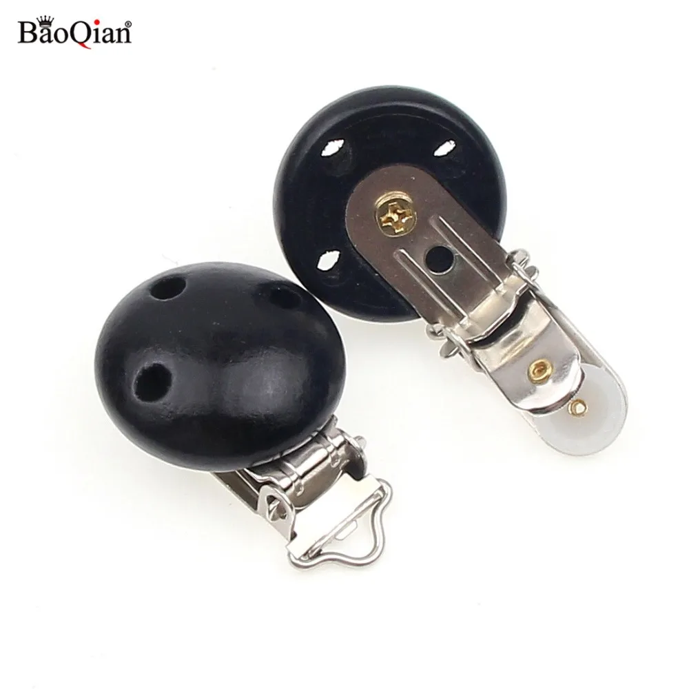 5 шт. черные деревянные металлические зажимы для соски круглые застежки одежды