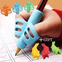 two finger grip silicone baby learning writing tool writing pen writing correction device children stationery gift 3pcs