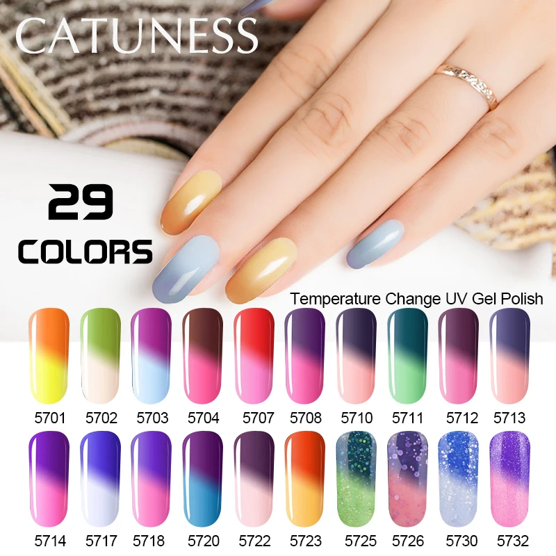 CATUNESS стойкий лак светодио дный УФ гель Nail 8 мл Soak Off тепла Температура изменить