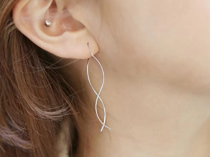 Женские серьги с кисточками Простые Длинные из стерлингового серебра 925 пробы