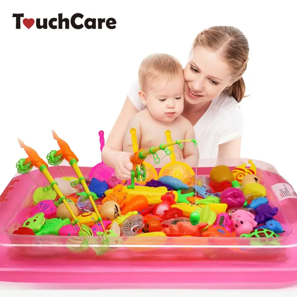 Touchcare 40 шт./лот детская Магнитная рыболовная игрушка с надувной удочкой для