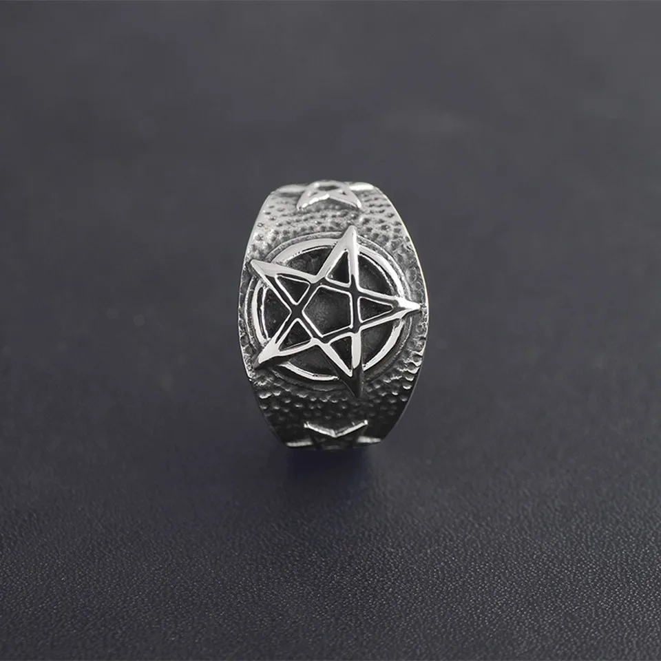 RIR, магазин, ретро кольцо Wicca из нержавеющей стали, высокое качество, пентаграмма, панк, готический, Байкерский стиль, кольцо для мужчин, модное ювелирное изделие, подарок