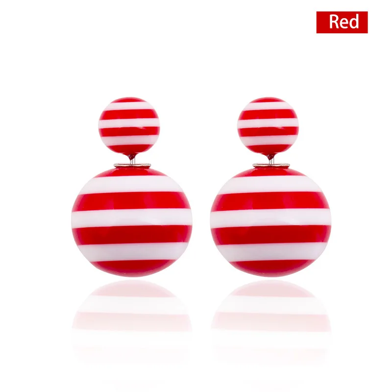 2017 прекрасные толстые полосы конструкций аксессуары два боковых Pearl Stud double Earrings |