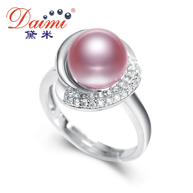 Кольцо DAIMI Moon 9 10 мм кольцо из пресноводного жемчуга фиолетового цвета 925 пробы