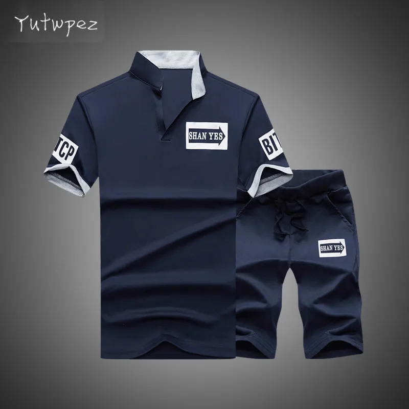 Для мужчин костюмы 2019 летние шорты с длинными рукавами футболка для маленьких