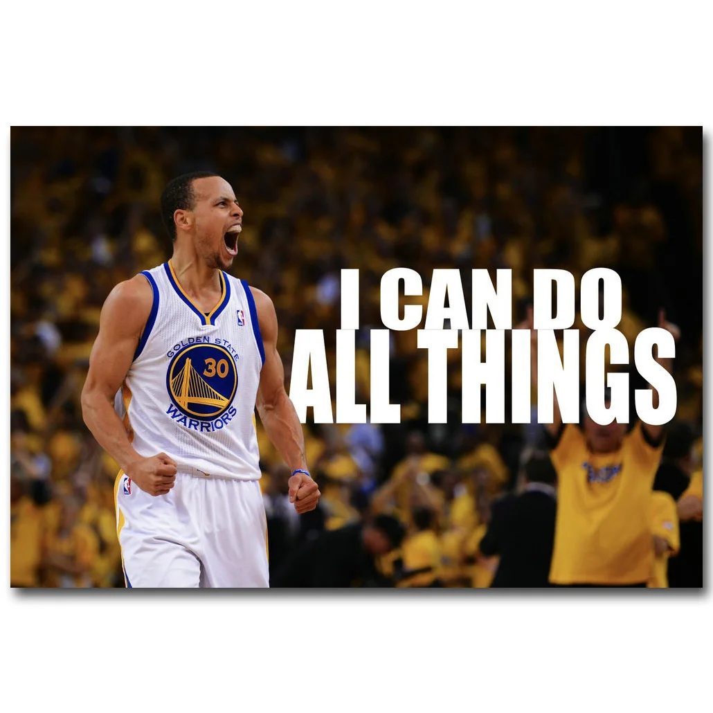 I CAN - Stephen Curry Motivational Quote Art Silk Poster Print 13x20 32x48 inch Basketball Inspirational Picture for Wall Decor | Дом и сад