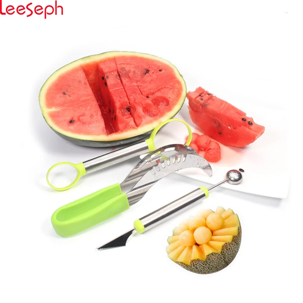 Нож для арбуза разделитель мякоти из нержавеющей стали 3 в 1|melon baller|watermelon slicerfruit