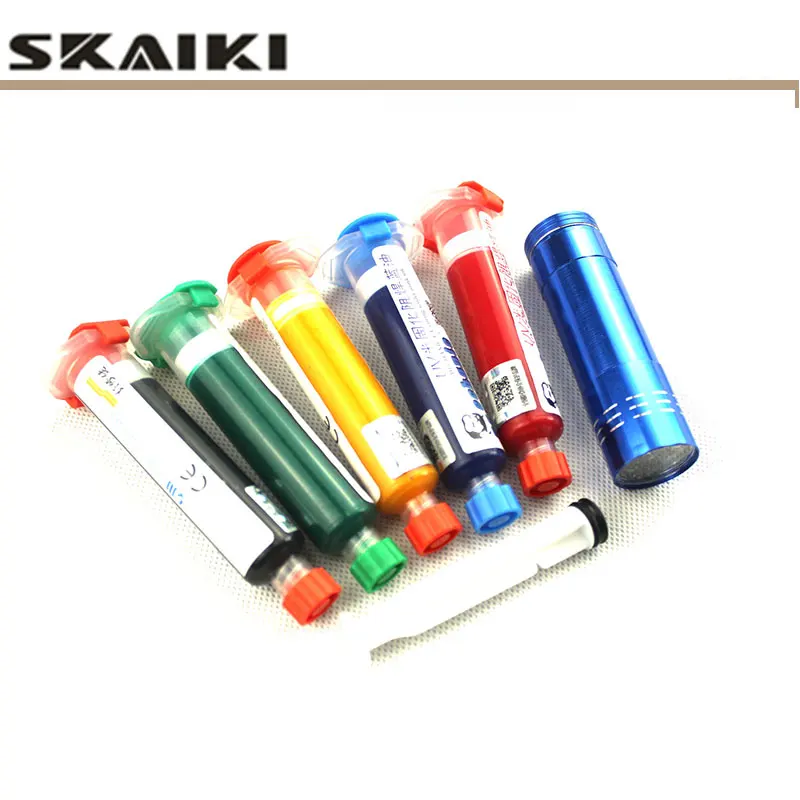 6 шт красочные припоя наборы масок УФ свет отверждения масло + поршень для