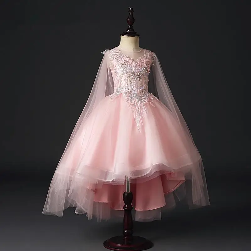 Flower Girls Trailing Dress Kids Ball Gown Sequin Wedding Dresses Princess Beading Birthday 2019 Children Runway | Детская одежда и