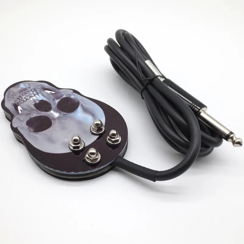 Handmade Stainless Steel Tattoo Foot Pedal Switch with Custom Skull Design
