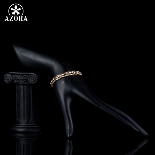 AZORA золотые 2 ряда микро CZ камни с бусины браслет для Для женщин TS0126|bracelets with