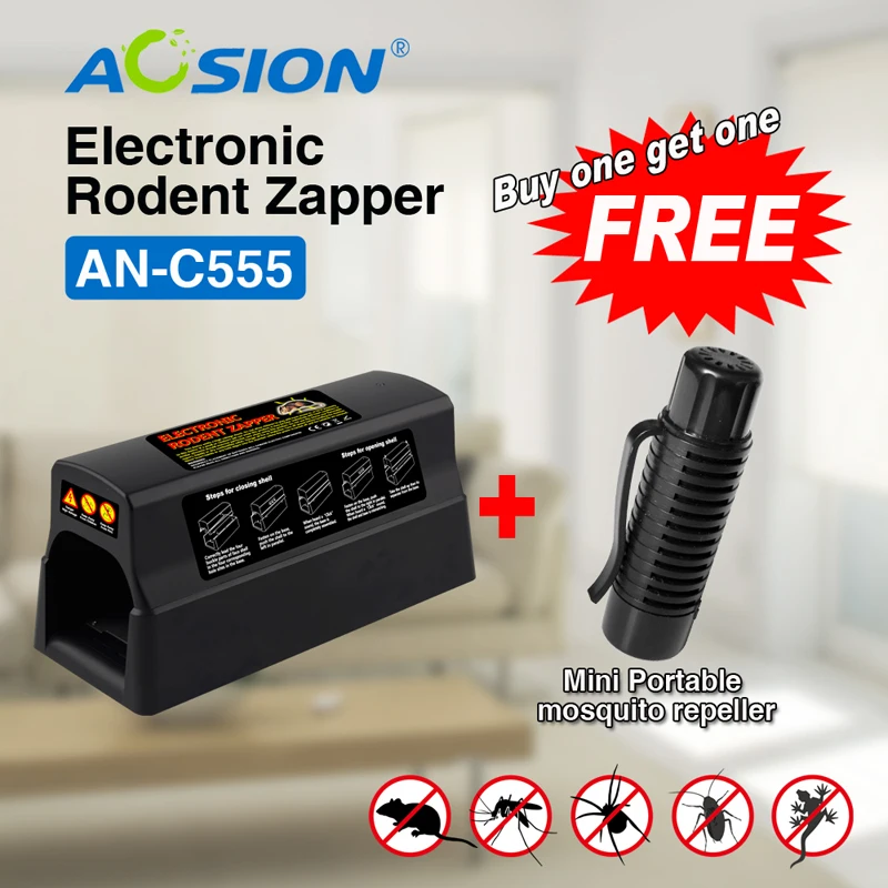 Free Shipping Buy Aosion pest control electric mouse mice rat trap killer rat zapper (Got Portable mosquito repeller free)