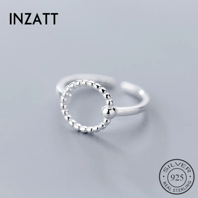 Женское геометрическое кольцо INZATT открытое круглое из настоящего серебра 925