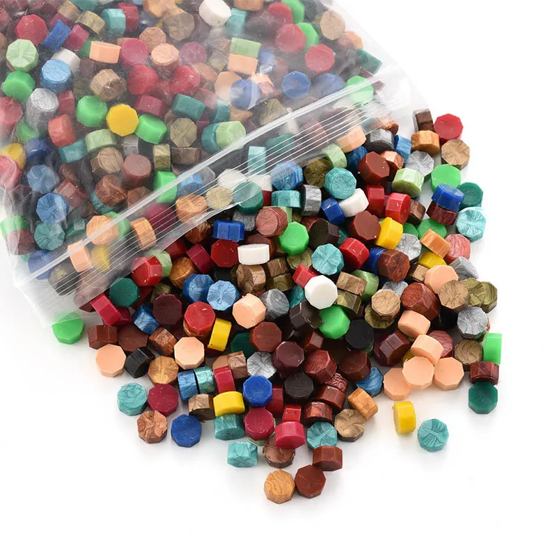 100Pcs Random 100 шт уплотнительная восковая пригласительная карта в конверте герметичная портативная старинная восковая уплотнительная штанга восьмиугольная восковая бусина ручная поделка своими руками - Цвет: 100Pcs Random