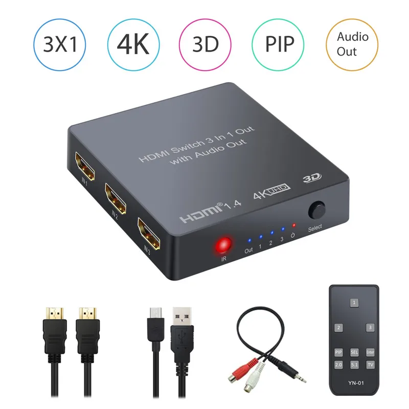 Esynic 3 переключатель порта HDMI с аудио преобразователь аналоговый оптический Toslink