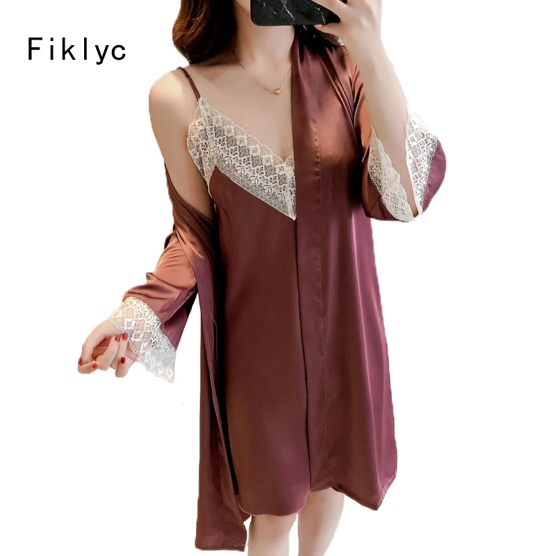 Комплект из двух предметов Fiklyc роскошный комплект для сна Пижама женщин ночная