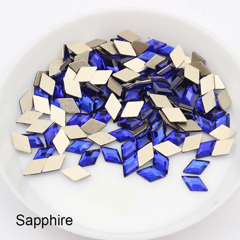 Sapphire Новинка, распродажа, Стразы для ногтей с ромбовидным узором, 4X6,5 мм, 30 шт./100 шт., стразы с плоской задней поверхностью для 3D украшения ногтей - Цвет: Sapphire