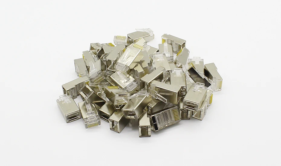 50 шт. rj45 разъем cat6 экранированные сетевые разъемы rj45 разъем 8p8c терминалы для stp ethernet Кабельные коммутаторы модем