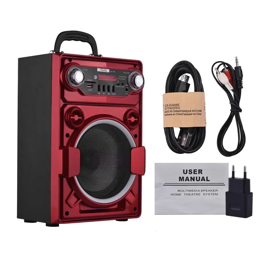 Muslady KL-709 USB портативный светодиодный светильник беспроводной музыкальный инструмент BT динамик красочный Встроенный перезаряжаемый слот для карт памяти - Цвет: EU Plug Red