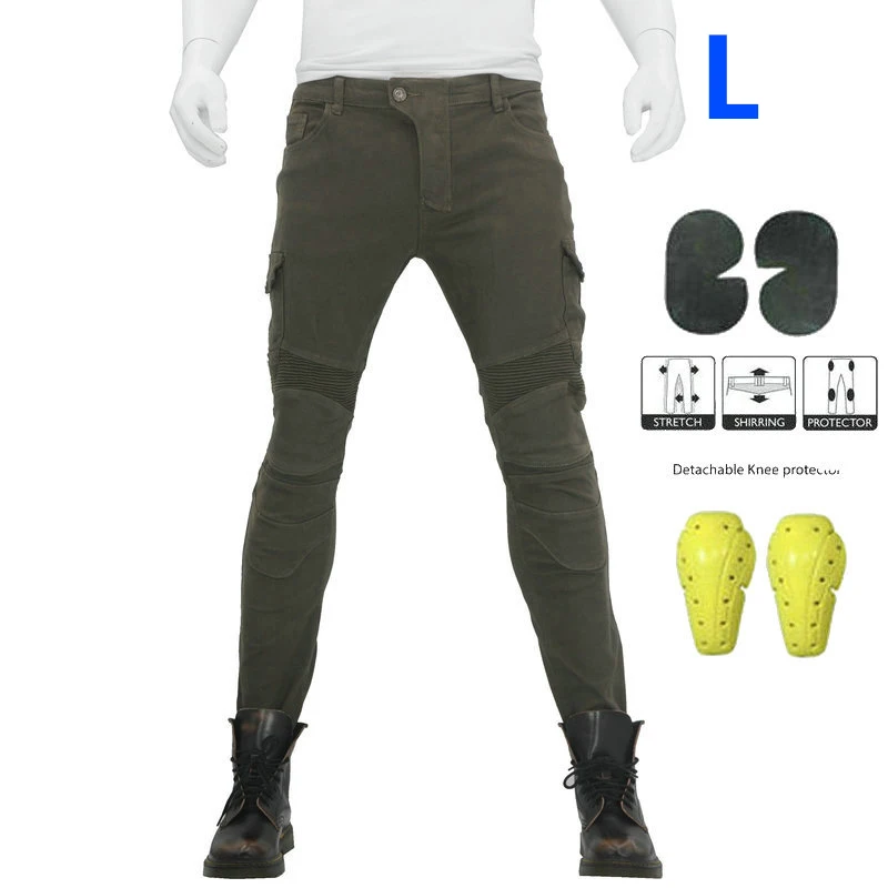 Мужские и женские мотоциклетные джинсы джинсовые байкерские армейские зеленые