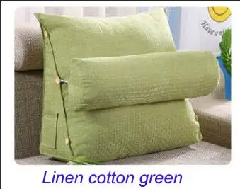 linen cotton green Треугольное постельное белье, хлопковая подушка, стул, большая подушка, прикроватная, поясничное кресло, спинка, ленивая подушка, треугольная подушка для чтения - Цвет: linen cotton green
