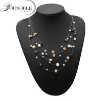 boho natural freshwater pearl necklace womenwedding trendy multi layer statement colorful necklace gift