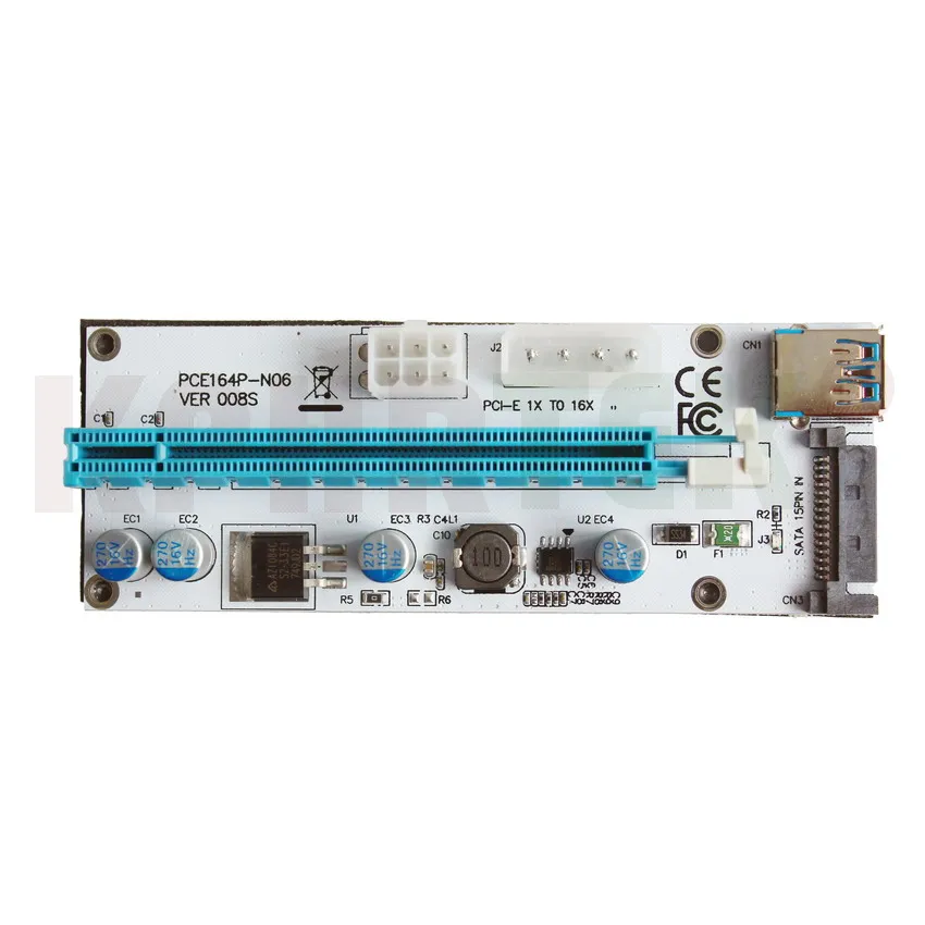 VER008S Molex 4Pin SATA 6PIN PCIE PCI E адаптер Riser Card 1X до 16X100 штук| |
