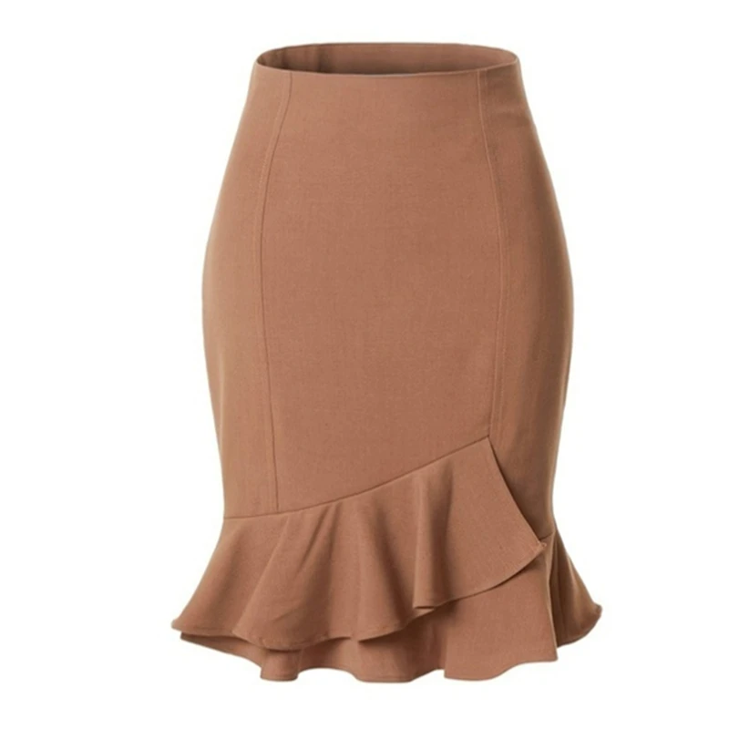 

Fashion Women Skirts Vintage Mermaid Skirt High Waist Solid Color Package Hip Slim Tight Skirt Fishtail Skirt Office Lady