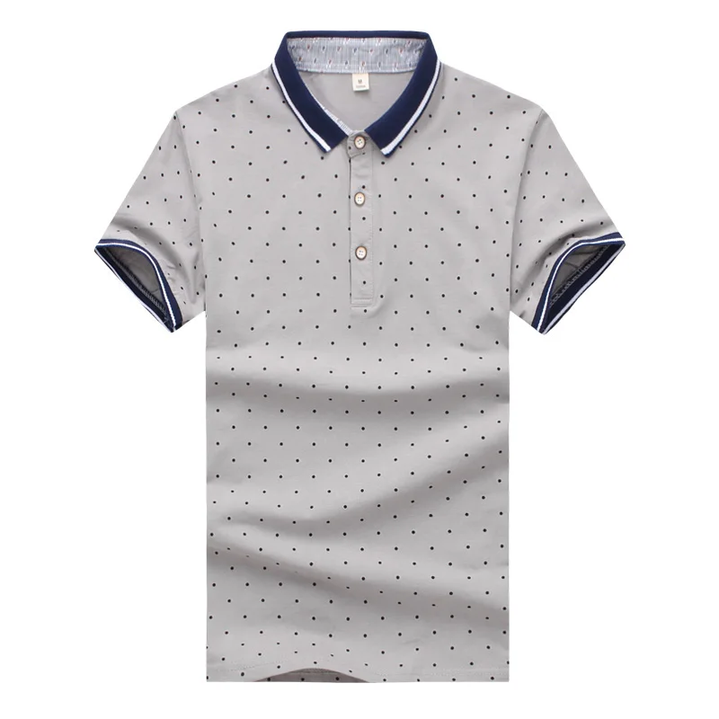 MIACAWOR New Men Polo shirts Fashion Polka Dot Print Short-sleeve Slim Fit Summer Camisas Clothing MT625 | Мужская одежда