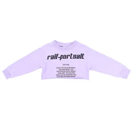Purple Sweatshirt Midriff-baring/укороченная Толстовка костюм со штанами для бега детская одежда в стиле хип-хоп джазовая одежда костюмы для уличных танцев для девочек - Цвет: Purple Sweatshirt