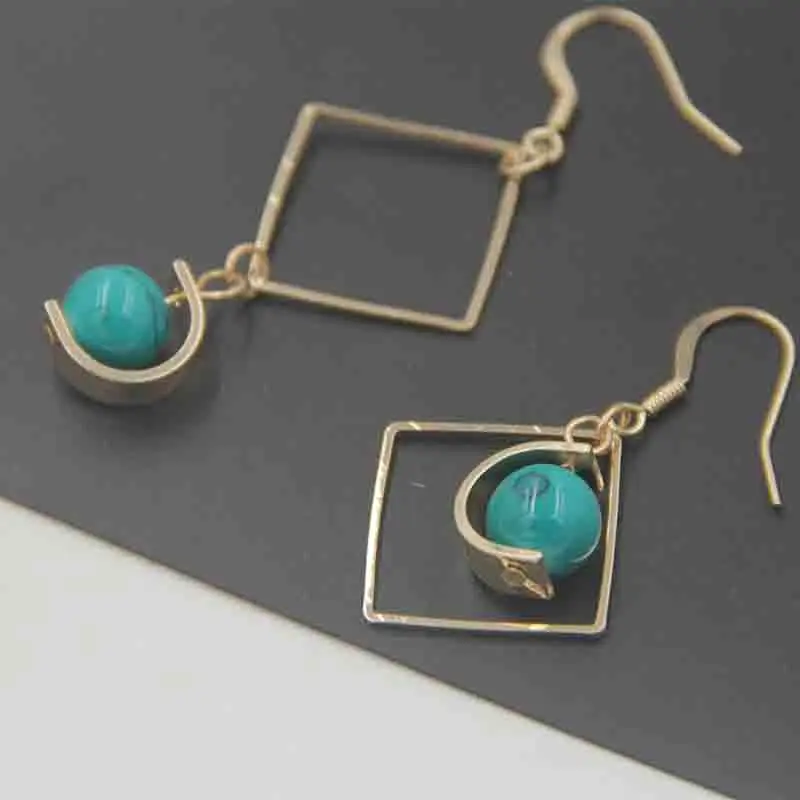 New European and American geometric elements popular earrings triangle synthetic temperament long ladies fash | Украшения и