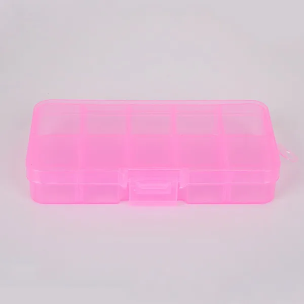 Pink Дешевые DIY оптом 10 слотов пластиковые много регулируемый ящик для хранения ювелирных изделий Чехол Органайзер для бисера контейнер для дизайнера - Цвет: Pink