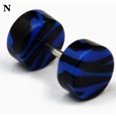 N BOG-Pair, акриловые, смешанные, стильные, винтовые, мужские серьги, женские, стальные, жевательные, поддельные Заглушки для ушей, измерительные приборы, иллюзия, туннель, тело, Jewelry16G - Окраска металла: N